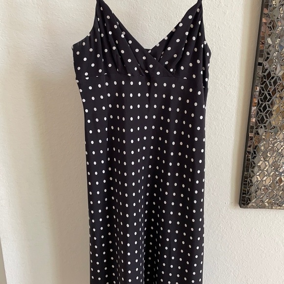 INC petites black with white polka dot midi dress - Picture 2 of 7